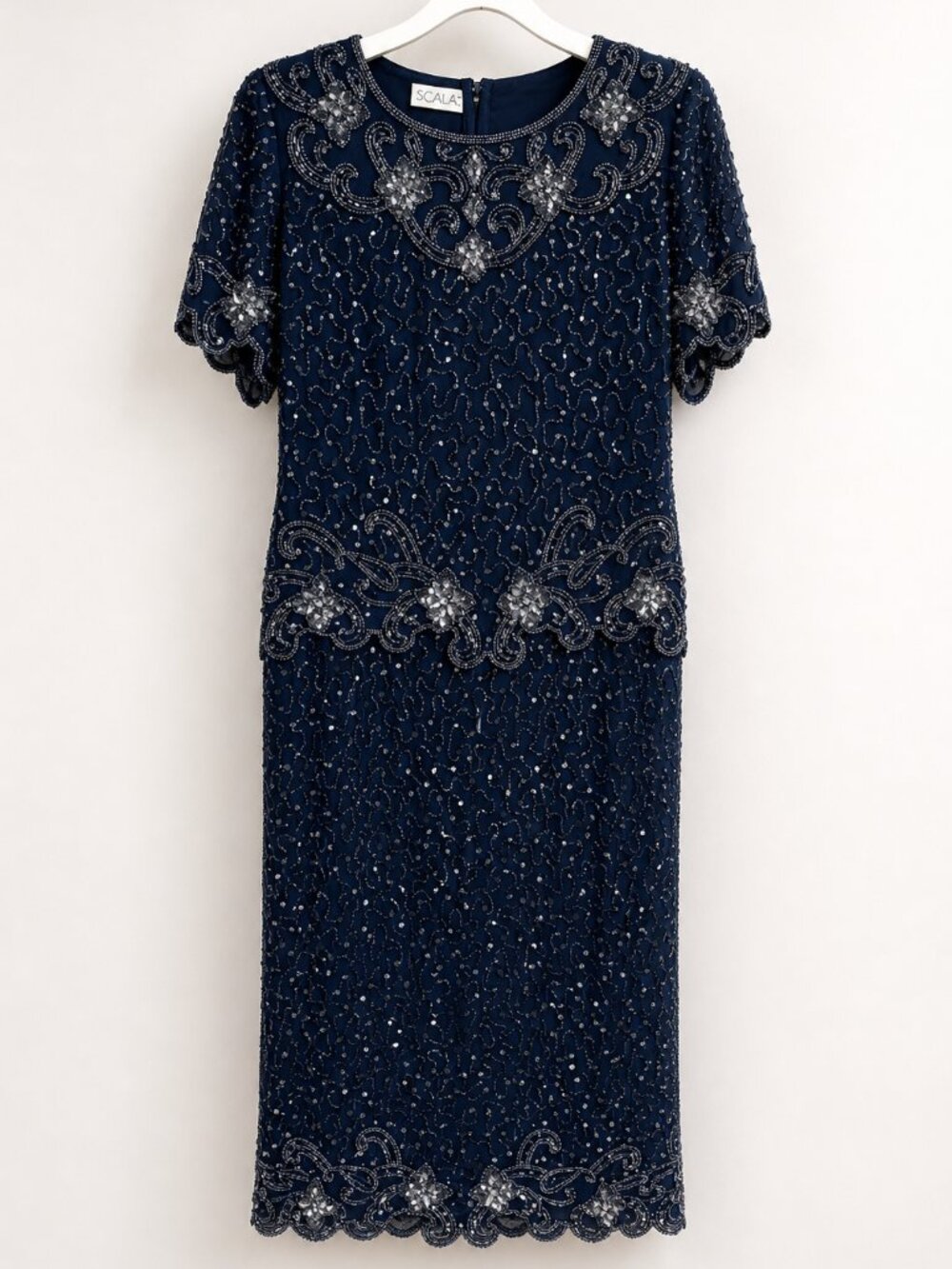 Vintage Navy Scala Beaded Evening Gown Mother of the Bride